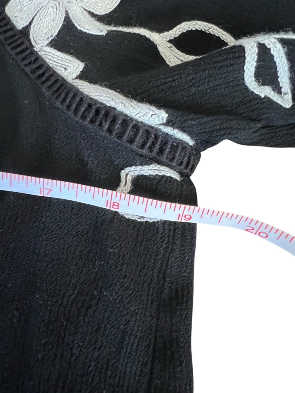 INC International Concepts Black Embroidered Floral Peasant Blouse XL Boho Top - Picture 6 of 7